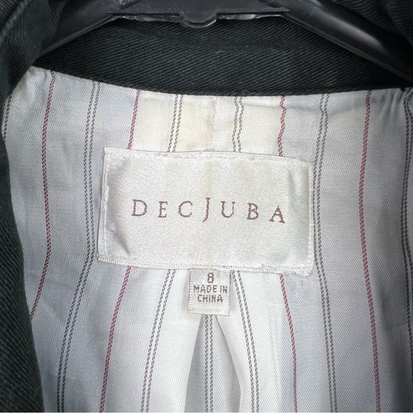 Decjuba Trench Coat Jacket Black Denim Mid Length Buckles Half Sleeve Size 8 - Picture 13 of 16